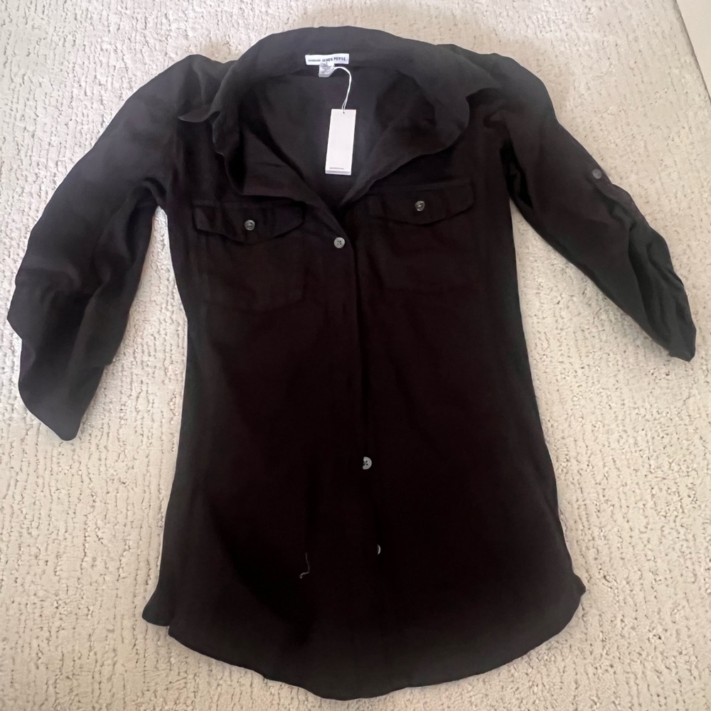 James Perse Black Button-Up Women's Top - Picture 5 of 5
